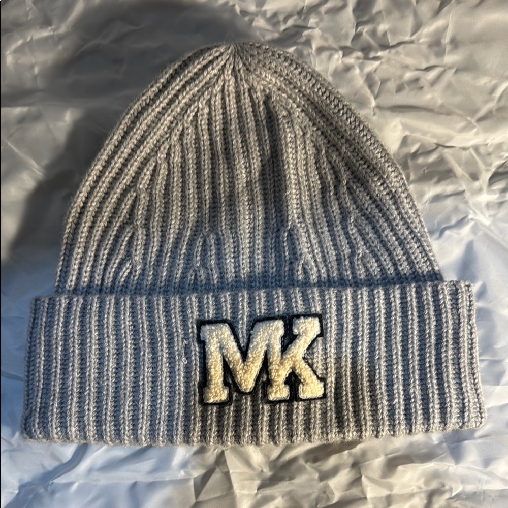 Gray MK Ribbed Knit Beanie